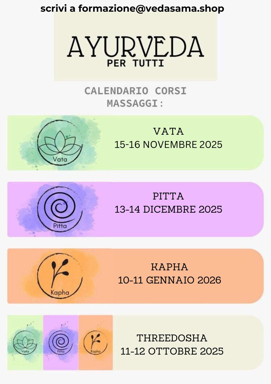 Corso Massaggio per Operatore Ayurvedico - Nuove date  - Ottobre '25/Gennaio '26